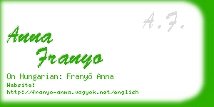 anna franyo business card